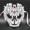 Whole- Black Full Face Skull Men Women Metal Laser Cut Silver Masquerade Party Masks Gold Red Ball Rhinestone Prom Venetian Ma242T