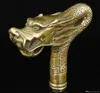 Superb China Oude Handwerk Brons Dragon Statue Cane Head Walking Stick