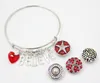 New Arrival Interchangeable Red Crystal Heart Initials Letter BELIEVE Charms Wire Expandable Snaps Bangles Bracelets for women