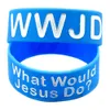 1 PC que ferait Jésus bracelet en Silicone 1 pouce de large bleu bijoux de mode pour cadeau de foi religieuse