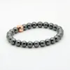 Whosale Kraftfull Mode Smycken 8mm Svart Hematitpärlor Med Micro Pave Cz Faceted Skelett Skull Armband