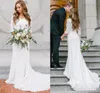 Vintage Modest Wedding Dresses With Long Sleeves Bohemian Lace Chiffon Wedding Gowns 2019 Country Wedding Dress
