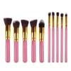 New version 10pcs Make Up Brushes Professional Portable Full Cosmetic Brush Eyeshadow Lip Brush leather case DHL free