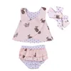 Pasgeboren baby meisjes kleding zomer mouwloze backless cross tops + polka dot shorts + hoofdband 3 stks set meisjes outfits kinderkleding boutique