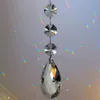 5pcs lampada lampadario cristallino prismi in parte appeso a gocce in vetro pendenti con perle di ottagone anelli salti in argento connettore5285697