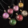 Hot sale Time Gemstone Retro Round Glass Plant Handmade Lace Dry Flower Necklace WFN317 (with chain) mix order 20 pieces a lot