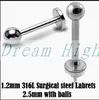 16G Anello per labbro Labret piercing Ball Plain Acciaio chirurgico 316L moda Body piercing Gioielli 100 pz / lotto 2mm 2 5mm 3mm 4mm Trago dell'orecchio 2886