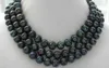 natural 8-9mm black tahitian pearl necklace 50" YYX6