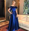 Élégant épaule Robe bleu royal pour les femmes fête des robes de soirée