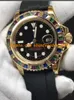 Luxury Wristwatch 2017 Fashion Watch Rubber Armband 40mm Rainbow Diamond Watch Automatic Men's Watches New ARRIVE297N