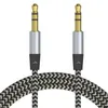 Bil AUDIO AUX EXTENTION CABLE Nylon flätad 3FT 1M Wired Auxiliary Stereo Jack 3.5mm Manlig ledning för mobiltelefon, dator, högtalare