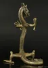 Collectible Old Handwork Carving Bronze Fierce Standing Dragon Statue