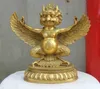 11 "China Budismo Tibetano Bronze Redpoll Winged Garuda Pássaro Águia Estátua de Buda