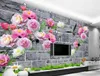 Peony Grid Wall TV Wall Decorative Painting muurschildering 3d behang 3d behang voor tv achtergrond