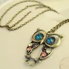 Fashion Lady Crystal Owl Pendant Halsband Vintage Långkedjiga halsband Kvinnliga djurdräkt smycken halsband gåva