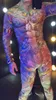 Male Pole dancing DS Costumes Personality Rune Tattoo Jumpsuit Printing Leotard Elastic Rompers Nightclub Singer DJ performance bodysuit stage wear