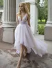 Pas cher haut bas robes de mariée dos nu col en V dentelle appliqué Nurit poule 2020 robes de mariée sur mesure robe de mariée