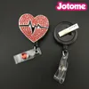 50PCS/Lot Gun Plated Key Rings Flower Shaped Pendant Nurse Medical Gift Retractable ID Name Badge Reel Holder