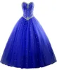 2017 New Elegant Ball Gown Tulle Quinceanera Abiti con perline Sweet 16 Abiti 15 anni Prom Party Gowns WD1015