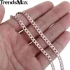 Chaînes en gros - Trendsmax Personnalisé 4mm Plat Martelé Cubain Argent Rose Or Rempli Collier Hommes Chaîne Femmes En Gros Bijoux Cadeau GN6