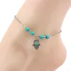 6 Stili Bohemian Turquoise Anklets Women Beach Piede Catene Cross Tree Tartarughe Conch Fatima's Hand Anklet For Ladies Fashion Jewelry