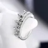 Anéis de coroa de prata rainha para mulheres punk marca jóias de cristal anéis de amor feminino bijoux anéis de noivado de casamento frete grátis