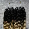 Cheveux bouclés profonds brésiliens micro boucle 1g bouclés ombre micro lien extensions de cheveux humains T1b / 613 200g 1g / s 200s extensions de cheveux humains micro perles