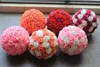 25CM 10 inch Artificial Encryption Rose Silk Flower Kissing Balls Hanging Ball Christmas Ornaments Wedding Party Decorations Supplies