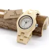 Bobo Bird O10 Ivoorkoffer Body Women Bamboo houten horloges Quartz Movement Small -formaat horloges in houten cadeaubon6085912