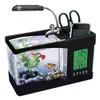 Luci per acquario Mini USB con display LCD Lampada da tavolo per orologio da tavolo con acquario per pesci da tavolo Bianco nero