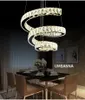 LED Nowoczesne kryształowe żyrandole ściemniable spiralny żyrandol światło Oprawa 3 kolory ściemnianie lampy wiszą
