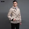 Partihandel-2016 Vår New Mäns Trench Coat England Kvalitet Beige Trenchcoat Plus Storlek 3XL Mens Trench Coat Manlig Slim Fit Jacket för present