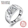 YHAMNI oryginalne prawdziwe 925 srebro pierścionki dla człowieka gorąca sprzedaż mężczyzn biżuteria ślubna pierścionek 1 Carat CZ diamentowy pierścionek zaręczynowy MJZ011
