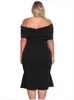 Damska Plus Size Off Ramię Clubwer Party Plain Dresses Vestidos Rozmiar: XL XXL XXXL DLM61633