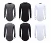 Mens Hip Hop T Shirts full Long Sleeve T-Shirt With Thumb Hole Cuffs Tees Curve Hem Men Street Wear Tops