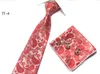 Fashion Tie Set Nathtie Handokerchief Cufflinks Pocket Square Polyester Ties 8cm Wide262U