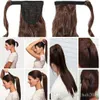 Brasiliansk Kinky Straight Yaki Mänskliga hår Ponytail Extensions Naturlig Svart 10-20inch (14 ") 120g Drawstring Ponytail Hårstycke