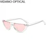 Vidano Optical High Fashion Flat Top Semi Cat Eye Óculos de sol para mulheres, armação sem aro, óculos de sol de designer de moda unissex