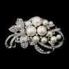 Vintage Style 3" Cream Pearl and Rhinestone Crystal Diamante Bouquet Wedding Brooch