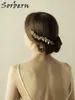Cabeças Sorbern Boho Design Capacete de casamento 2018 New Bridal Tiara Gold Pearl Flower Wedding Hair Hair Combs Vintage Women Hair a