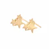 Everfast Wholesale 10Pairs/Lot Cute 3 Conneced Stars Earring Studs rostfritt stål Brincos smycken Silver Guld Rose Gold Plated Earings For Women