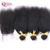 Brazylijskie perwersyjne wiązki prostych włosów z koronkowym zamknięciem Virgin Human Hair 3 wiązki z koronkowym 4x4 Nieprocentowane brazylijskie HA8758037