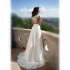 Bohemian Country Style White Applique Long Wedding Dress High Quality A Line Chiffon High Side Slit Women Wear Bridal Gown Plus Size