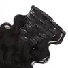 Clipe em duplos wafts extensões de cabelo humano peruano onda corporal 100% virgem remy cabelo humano 7 peças 100gram 12inch-26inch cabelo preto natural