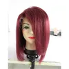 Side Part #99j Burgundy Glueless Full Lace Wig & Front Lace Wig Brazilian Silk Straight Human Hair Wigs Wine Red For Black Women