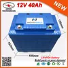 Högkvalitativ LIFEPO4 12V Batteripack 40ah med ABS Plasthus för elektrisk cykelgata Ljus Solsystem Gratis frakt