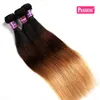 Brasilianska Ombre Human Hair Weave 3 Tone 1b / 4/27 Brasiliansk Blond Remy Hårbuntar Partihandel Färgade Räta Hårförlängningar erbjudanden