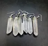 1 pair natural clear crystal earbob Personality fashion clear gemstone rough crystal wand eardrop reiki healing