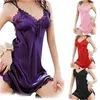 Vêtements de nuit pour femmes en gros- porno érotique femmes sexy satin soie chemise de nuit chemise dentelle robe robe accessoires1