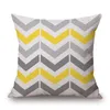 yellow and gray cushion cover cotton linen geometric throw pillow case for lounge chair 45cm nordic almofada decorative cojines3801559